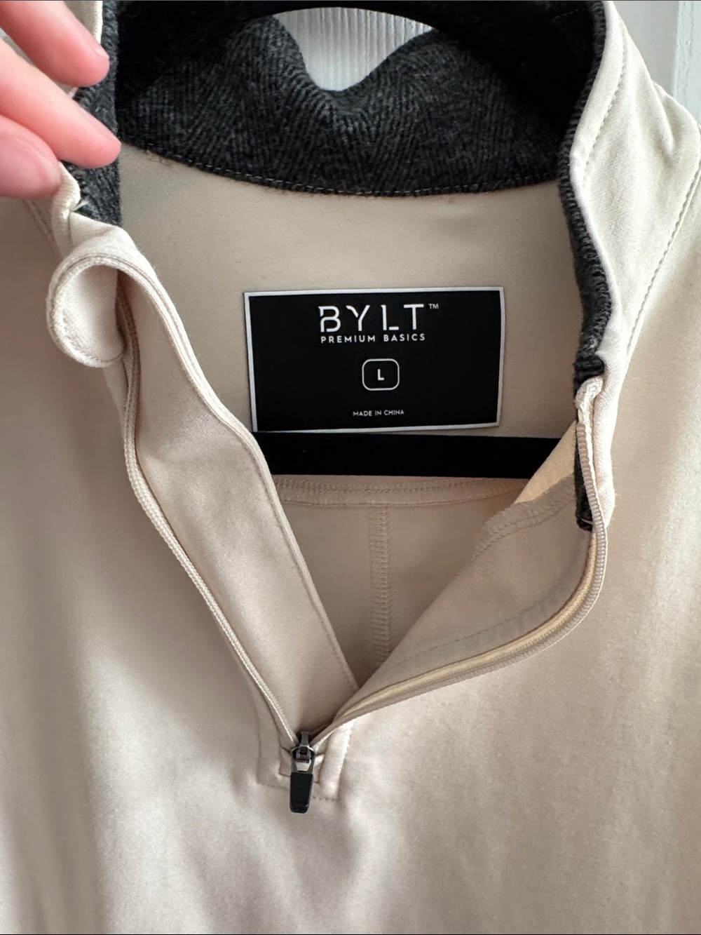 BYLT Basics Half-Zip Pullover - Light Cream - Picture 3 of 6